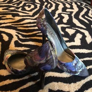 Peacock floral heels